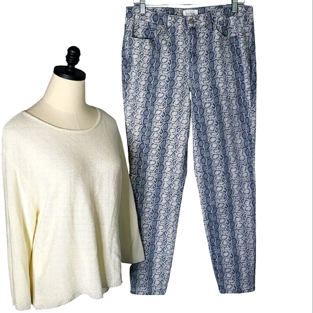 Nicole Miller Soho Skinny Highrise Snake Reptile Animal Novelty Print Jeans Pant